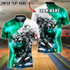 BlueJose Bowling And Pins Lion Lightning Fierce Style Customized Name, Team Name 3D Shirt (4 Colors)