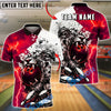 BlueJose Bowling And Pins Lion Lightning Fierce Style Customized Name, Team Name 3D Shirt (4 Colors)
