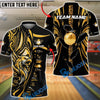 BlueJose Bowling And Pins Eagle Tribal Gold Black Customized Name, Team Name 3D Shirt (6 Colors)