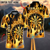 BlueJose Darts Golden Plate Flame Dartboard Personalized Name, Team Name Unisex Shirt (6 Colors)