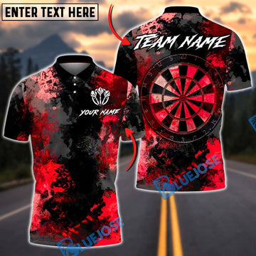 BlueJose Darts Grunge Dartboard Abstract Texture Multicolor Options Personalized Name Shirt (4 Colors)
