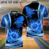 BlueJose Bowling And Pins Flaming Fireball Claw Strike Customized Name, Team Name 3D Shirt (4 Colors)