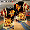 BlueJose Bowling And Pins Flaming Fireball Claw Strike Customized Name, Team Name 3D Shirt (4 Colors)