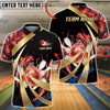 BlueJose Bowling And Pins Fiery Swirl Blast Customized Name, Team Name 3D Shirt (4 Colors)