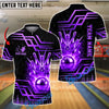 BlueJose Bowling And Pins Luxury Golden Strike Customized Name, Team Name 3D Shirt (6 Colors)