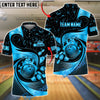 BlueJose Bowling And Pins Golden Retro Spinning Wave Customized Name, Team Name 3D Shirt (6 Colors)