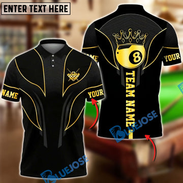 BlueJose Billiards Royal 8 Ball Elite Customized Name, Team Name 3D Shirt (6 Colors)