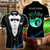 BlueJose Billiards King 8 Ball Crown Luxury Tuxedo Gentleman Customized Name, Team Name 3D Shirt (7 Colors)