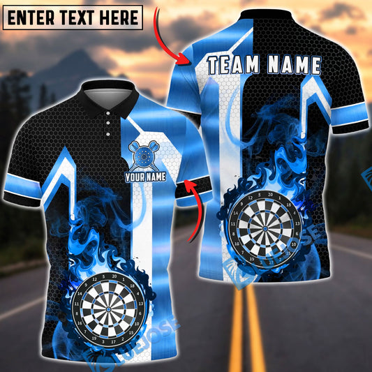 BlueJose Darts Flaming Dartboard Black Gold Geometric Personalized Name, Team Name Unisex Shirt (6 Colors)