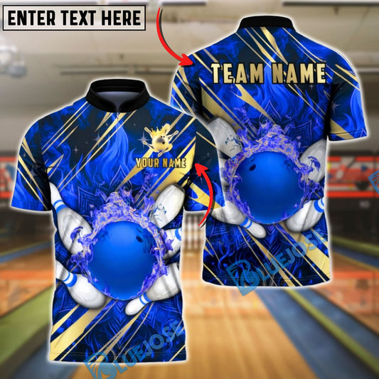 BlueJose Bowling & Pins Fire Mandala Pattern Customized Name, Team Name 3D Shirt (4 Colors)