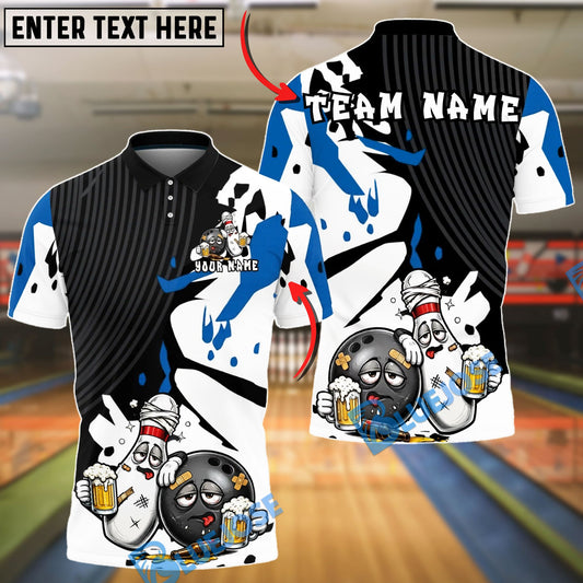 BlueJose Bowling And Pins Funny Bowling Pin Drinking Buddies Customized Name, Team Name 3D Shirt (4 Colors)