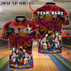 BlueJose Bowling And Pins Graffiti Beer Party Cartoon Style Customized Name, Team Name 3D Shirt (4 Colors)