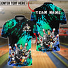 BlueJose Bowling And Pins Angry Ball Beer Party Customized Name, Team Name 3D Shirt (4 Colors)