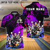 BlueJose Bowling And Pins Angry Ball Beer Party Customized Name, Team Name 3D Shirt (4 Colors)