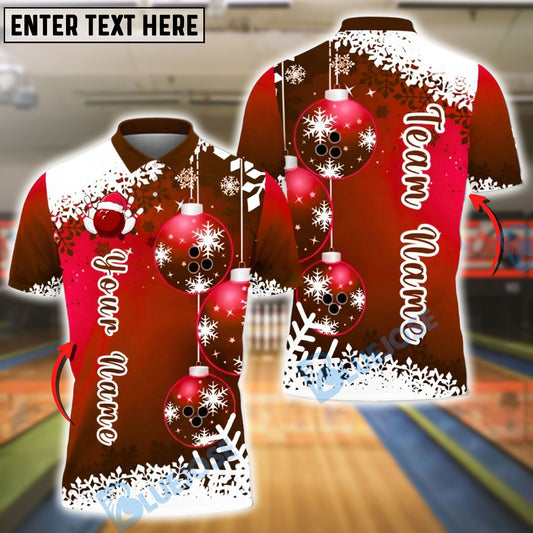 BlueJose Bowling And Pins Snowflake Christmas Customized Name, Team Name 3D Shirt (4 Colors)
