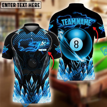 BlueJose Billiards 8 Ball Premium Icy Pattern Personalized Name, Team Name Unisex Shirt (4 Colors)