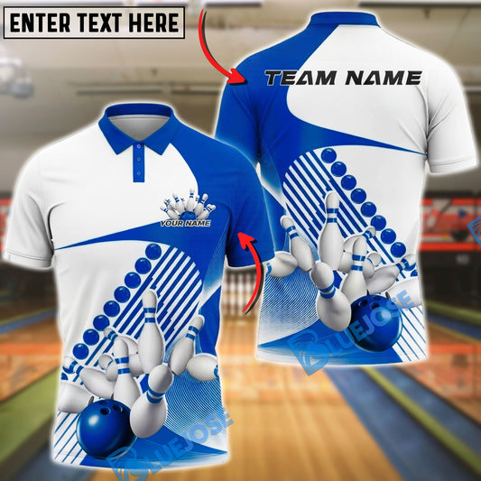 BlueJose Bowling And Pins Strike Pins Ball Line Dynamic Motion Graphic Customized Name, Team Name 3D Shirt (4 Colors)