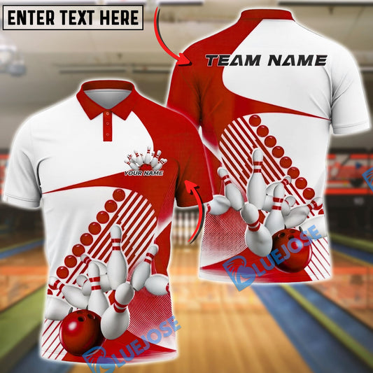 BlueJose Bowling And Pins Strike Pins Ball Line Dynamic Motion Graphic Customized Name, Team Name 3D Shirt (4 Colors)