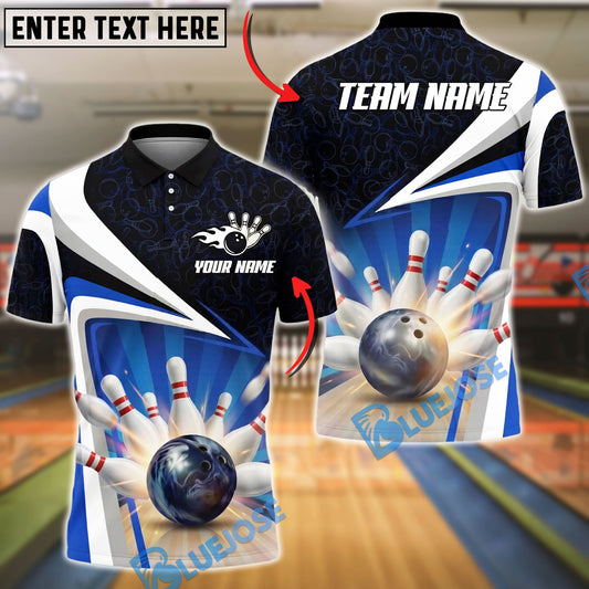 BlueJose Bowling And Pins Strike Ball Explosion Pins Dynamic Motion Graphic Customized Name, Team Name 3D Shirt (4 Colors)