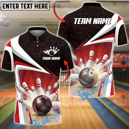 BlueJose Bowling And Pins Strike Ball Explosion Pins Dynamic Motion Graphic Customized Name, Team Name 3D Shirt (4 Colors)