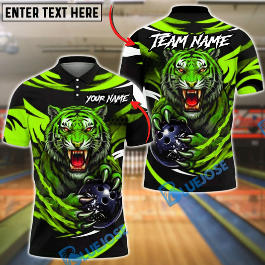 BlueJose Bowling And Pins Fierce Tiger Strike Ball Power Claw Graphic Customized Name, Team Name 3D Shirt (6 Colors)
