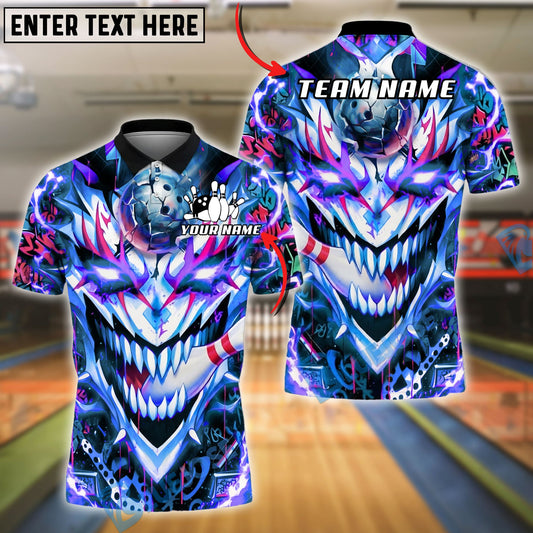 BlueJose Bowling And Pins Neon Joker Skull Graffiti Strike Ball Chaos Customized Name, Team Name 3D Shirt (4 Colors)