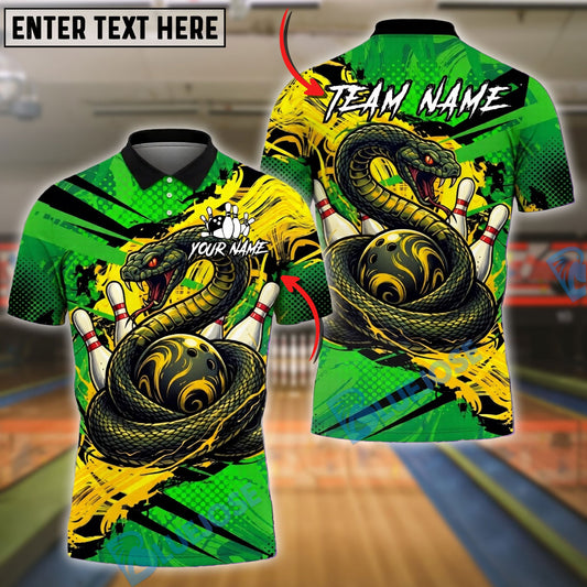 BlueJose Bowling And Pins Snake Strike Ball Jungle Power Graphic Customized Name, Team Name 3D Shirt (4 Colors)