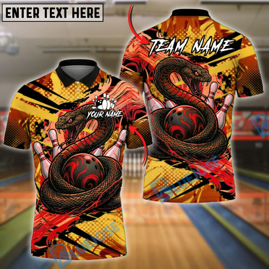 BlueJose Bowling And Pins Snake Strike Ball Jungle Power Graphic Customized Name, Team Name 3D Shirt (4 Colors)