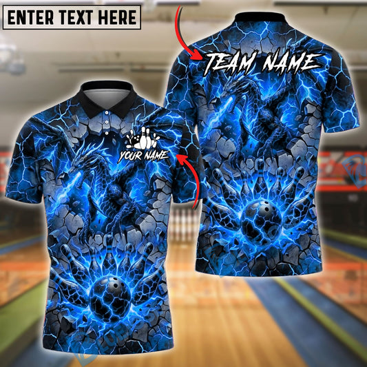 BlueJose Bowling And Pins Lava Dragon Fire Breath Explosion Strike Graphic Customized Name, Team Name 3D Shirt (4 Colors)