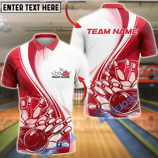 BlueJose Bowling And Pins Ribbon Awareness Swirl Design Customized Name, Team Name 3D Shirt (4 Colors)