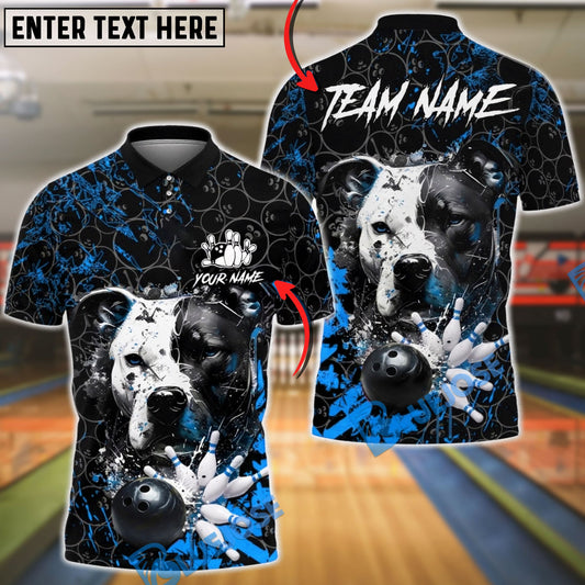 BlueJose Bowling & Pins Pitbull Strike Power Splash Customized Name, Team Name 3D Shirt (4 Colors)