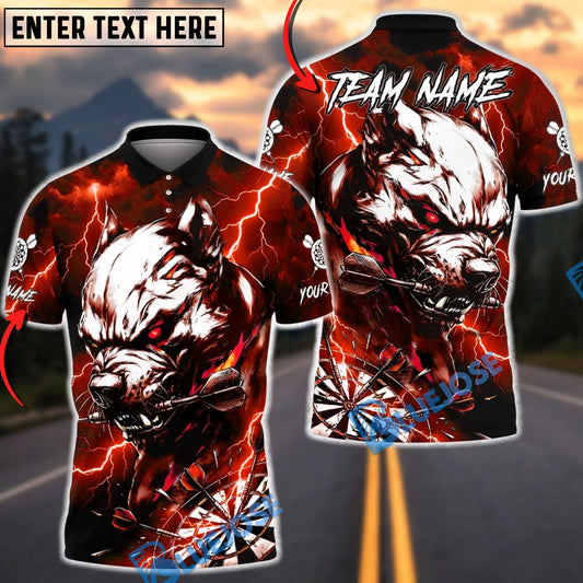 BlueJose Darts Pitbull Lightning Fury Dark Art Multicolor Options Personalized Name Shirt (4 Colors)