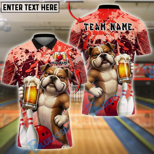 BlueJose Bowling And Pins Funny Bulldog Cool Drinking Beer Design Customized Name, Team Name 3D Shirt (4 Colors)