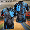 BlueJose Bowling And Pins Grunge Bowling Ball Team Style Customized Name, Team Name 3D Shirt (6 Colors)