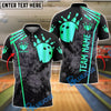BlueJose Bowling And Pins Grunge Bowling Ball Team Style Customized Name, Team Name 3D Shirt (6 Colors)