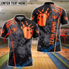 BlueJose Bowling And Pins Grunge Bowling Ball Team Style Customized Name, Team Name 3D Shirt (6 Colors)
