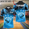 BlueJose Bowling And Pins Lightning Field Customized Name, Team Name 3D Shirt (6 Colors)