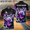 BlueJose  Bowling And Pins Butterfly Wings Art Customized Name, Team Name 3D Shirt (4 Colors)