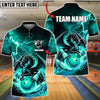 BlueJose Bowling Thunder Dragon Sit On Ball Customized Name, Team Name 3D Shirt (4 Colors)