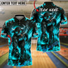 BlueJose Bowling Fire Smoking Bull Bowler Art Graphic Customized Name, Team Name 3D Shirt (4 Colors)
