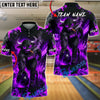BlueJose Bowling Fire Smoking Bull Bowler Art Graphic Customized Name, Team Name 3D Shirt (4 Colors)
