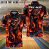 BlueJose Bowling Fire Smoking Bull Bowler Art Graphic Customized Name, Team Name 3D Shirt (4 Colors)