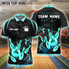 BlueJose Bowling And Pins Strike King Gold Flames Customized Name, Team Name 3D Shirt (4 Colors)