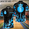 BlueJose Bowling And Pins Crown Golden Flames Customized Name, Team Name 3D Shirt (6 Colors)