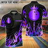 BlueJose Bowling And Pins Crown Golden Flames Customized Name, Team Name 3D Shirt (6 Colors)