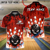 BlueJose Bowling And Pins Flame Angry Ball Customized Name, Team Name 3D Shirt (4 Colors)