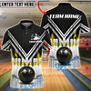 BlueJose Bowling And Pin Black White Red V-Stripe Strike Ball & Pins 3D Design Customized Name, Team Name 3D Shirt (6 Colors)