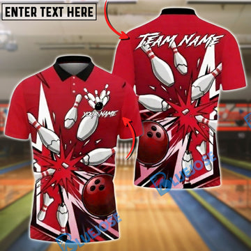 BlueJose Bowling And Pins Comic Pop-Art Strike Customized Name, Team Name 3D Shirt (4 Colors)