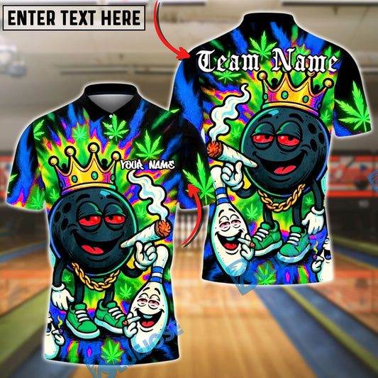 BlueJose Bowling And Pins 420 King Smoking Ball Customized Name, Team Name 3D Shirt (4 Colors)