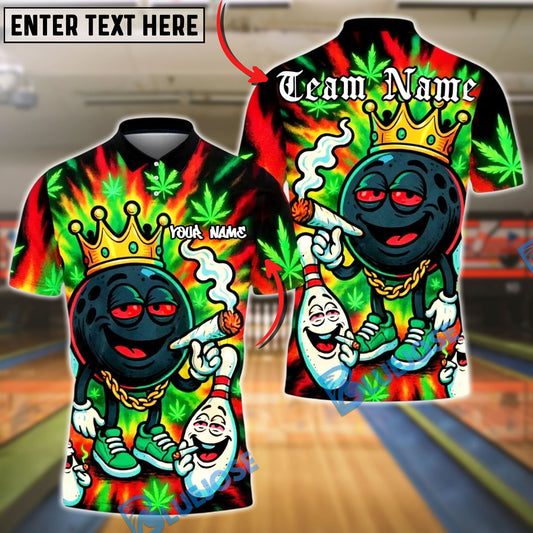 BlueJose Bowling And Pins 420 King Smoking Ball Customized Name, Team Name 3D Shirt (4 Colors)